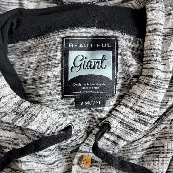 Beautiful Giant Hoodie Mens Large Heather Black Gray Pullover Sweatshirt - Picture 9 of 12